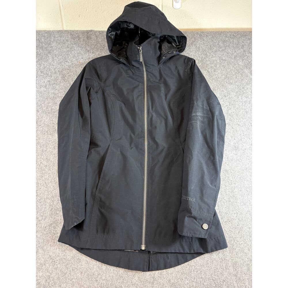 Marmot Jacket Womens XS Black Full Zip Waterproof Hooded Rain Coat Outdoor Y2K